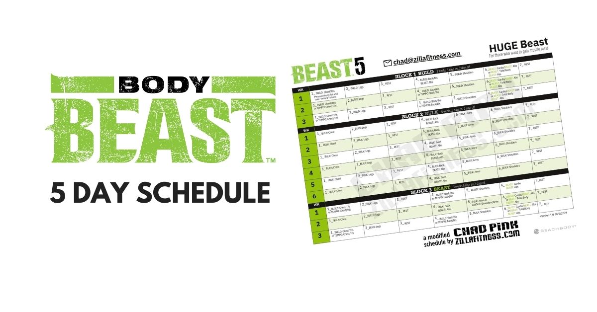 Beast 5 Body Day Schedule